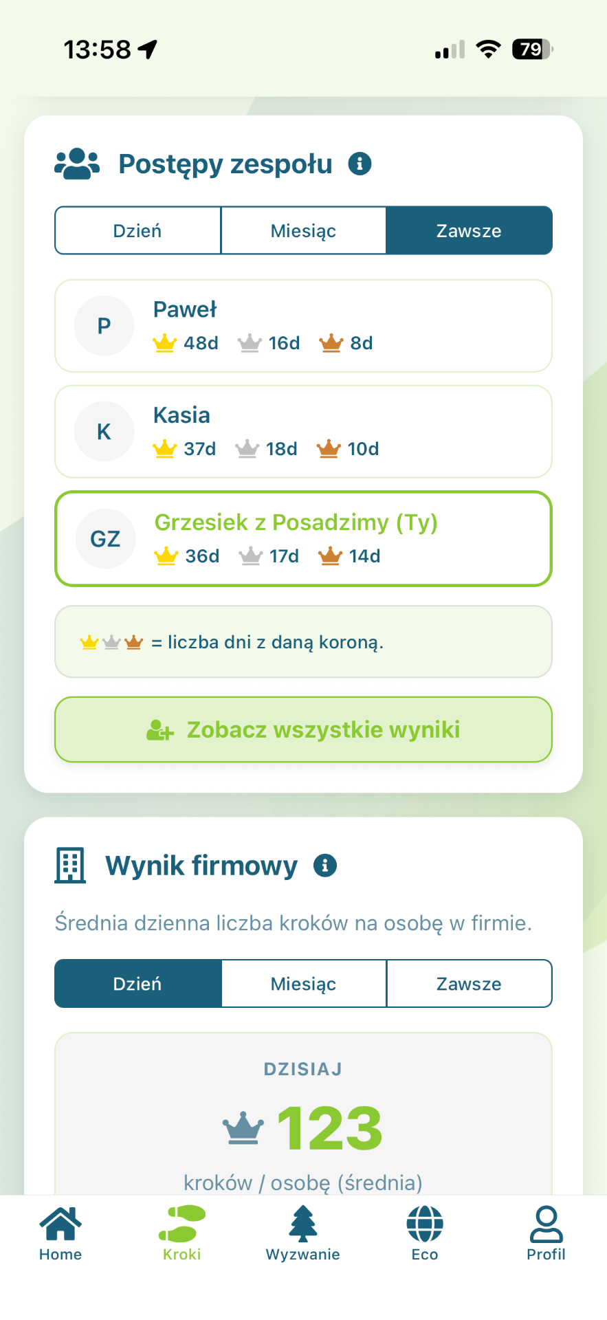 Postępy zespołu